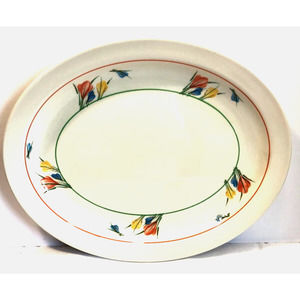 Vintage Stonehenge Midwinter Crocus 12" Oval Serving Platter Yellow Orange Flora